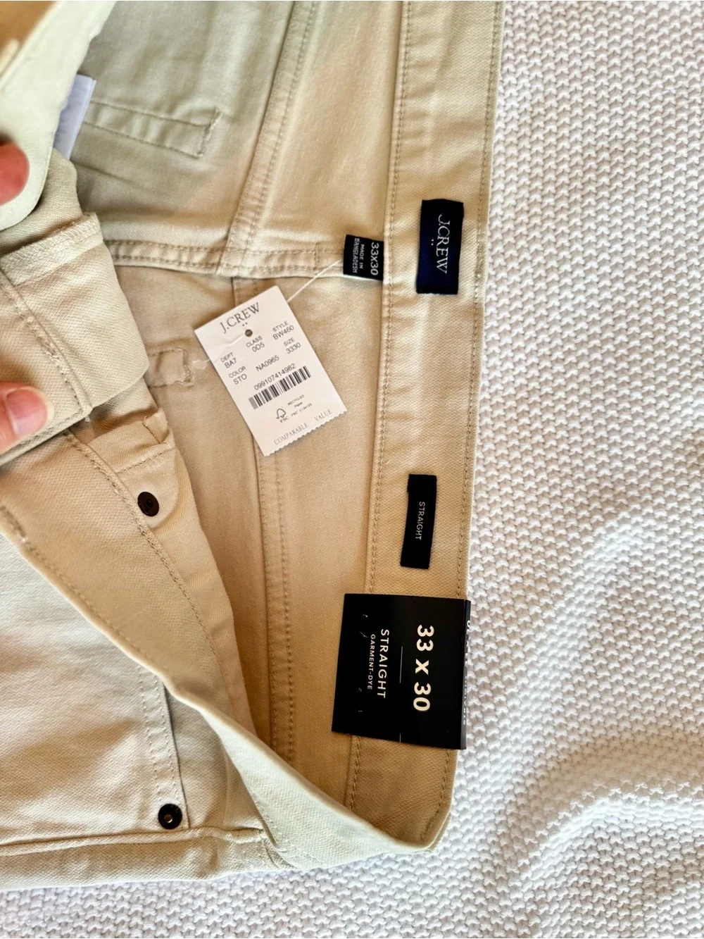 J. CREW Garment Dye Straight Jeans in Light Cream